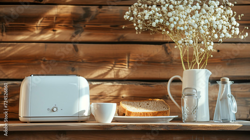 White toaster with bread slices