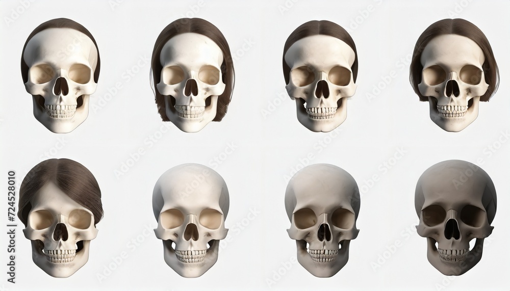 set of human skulls cut out