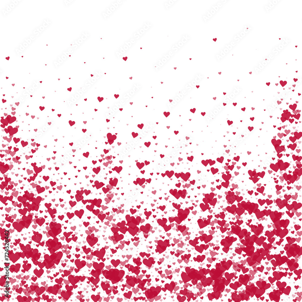 Red hearts scattered on white background.