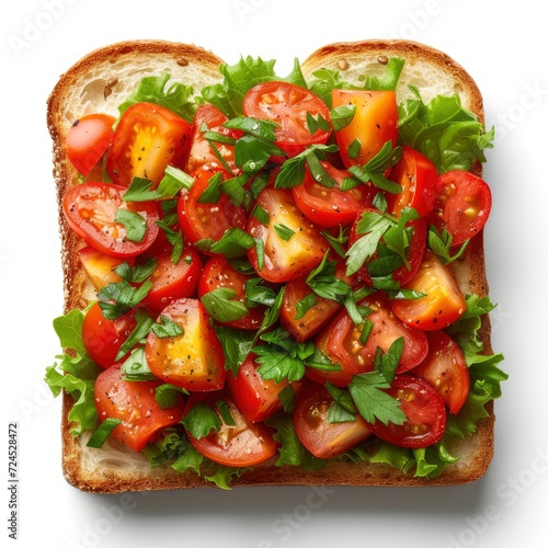 Delicious Toast Fresh Vegetables Herbs On White Background, Illustrations Images