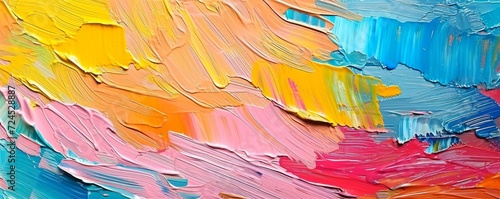 Closeup of abstract rough colorful multicolored art painting texture, with oil brushstroke, pallet knife paint on canvas (Generative Ai), Generative AI