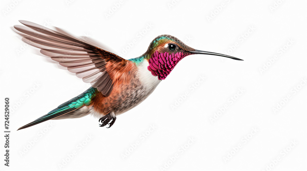 Hummingbird Flying. Isolated on white background Hummingbird Flying. Isolated on white background