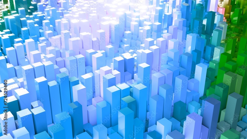 Geometrie - hellblaue pinke Quader - Skyline - Architektur, Perspektive, Flächen, Formen, Winkel, Körper, Symmetrie, Rendering Geometrie - hellblaue pinke Quader - Skyline - Architektur, Perspektive, Flächen, Formen, Winkel, Körper, Symmetrie, Rendering