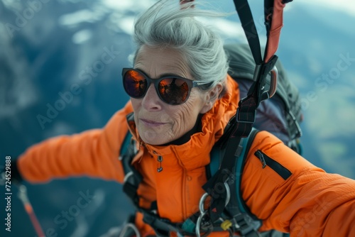 old charismatic cool woman on a parachute  © Werckmeister