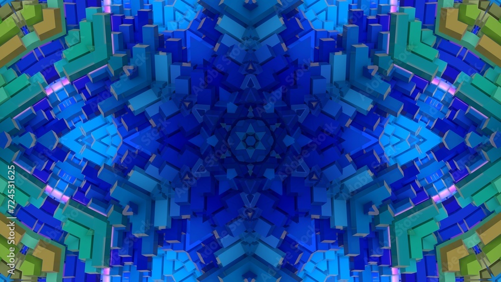 farbenfrohe symetrische Geometrie - farbige Quader, Fraktale, Perspektive, Flächen, Formen, Winkel, Körper, Symmetrie, Rendering farbenfrohe symetrische Geometrie - farbige Quader, Fraktale, Perspektive, Flächen, Formen, Winkel, Körper, Symmetrie, Rendering