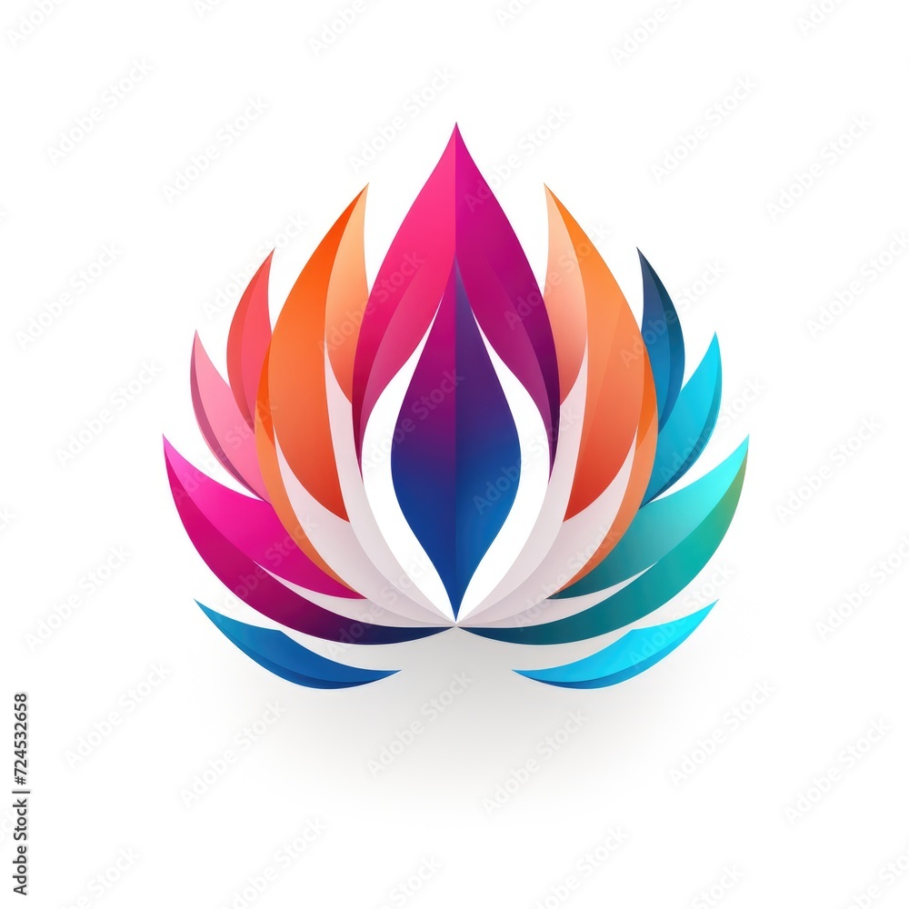 Colorful Abstract Lotus Logo on White Colorful Abstract Lotus Logo on White