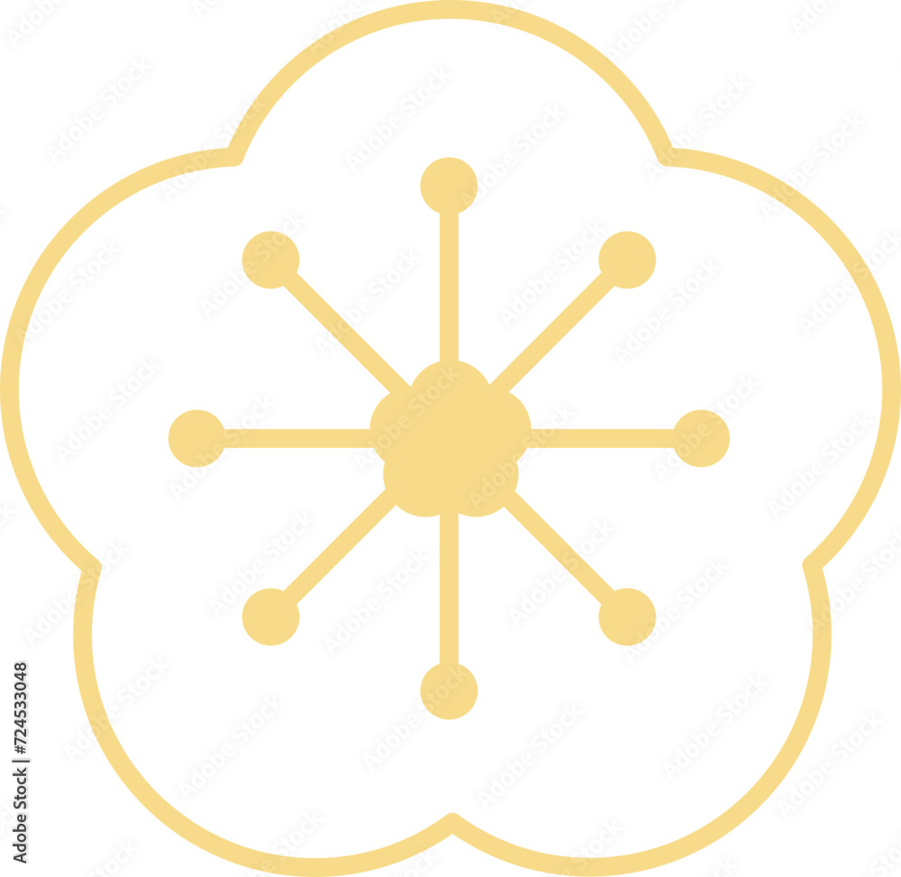 Golden cherry blossom flower element vector Golden cherry blossom flower element vector
