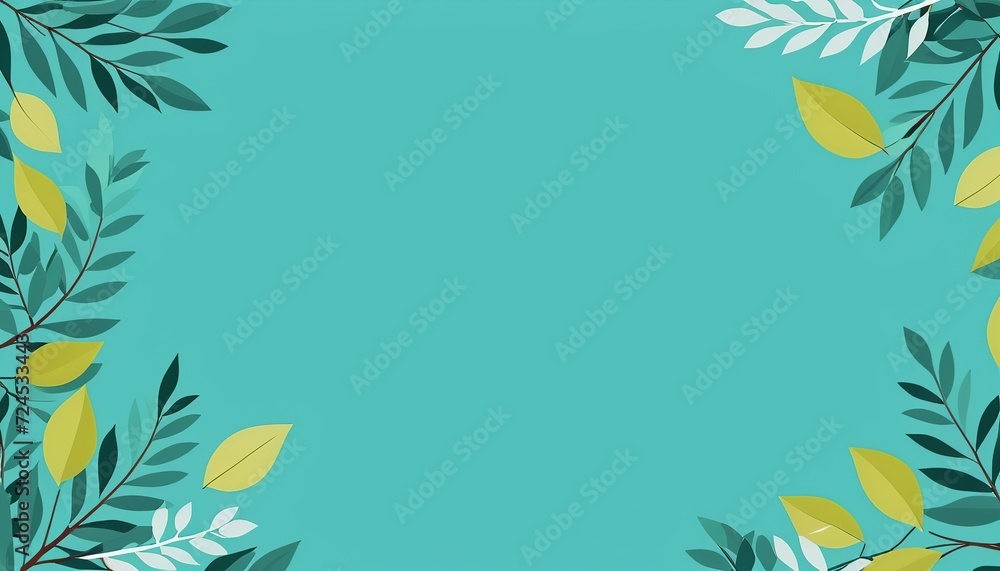 Abstract Vector Illustration of Light Blue, Green Backdrop with Branches