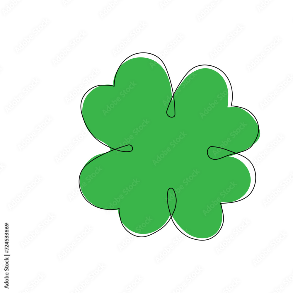 Clover celtic lucky symbol continuous line art traditional decorative leaf isolated on white. Patrick day holiday. Clover celtic lucky symbol continuous line art traditional decorative leaf isolated on white. Patrick day holiday.