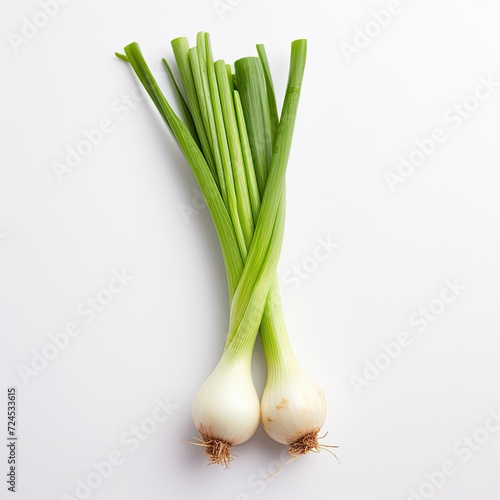 Green onion or garlic chives, chinese chive isolated on white background.