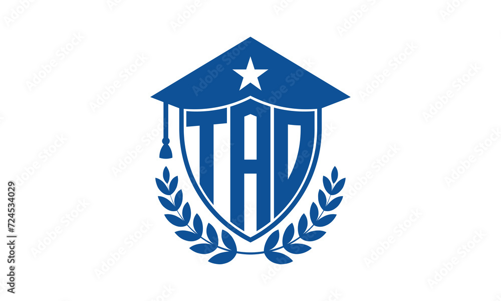 TAO three letter iconic academic logo design vector template. monogram, abstract, school, college, university, graduation cap symbol logo, shield, model, institute, educational, coaching canter, tech TAO three letter iconic academic logo design vector template. monogram, abstract, school, college, university, graduation cap symbol logo, shield, model, institute, educational, coaching canter, tech