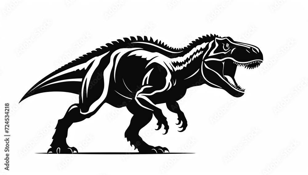 Flat Style Vector Design: Black Dinosaur Standing Dino Logo Icon Flat Style Vector Design: Black Dinosaur Standing Dino Logo Icon