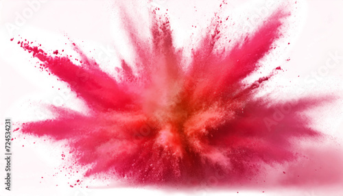 Pink powder explosion on white background. 