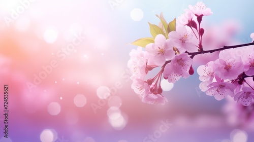 Beautiful cherry blossom in spring time with bokeh background