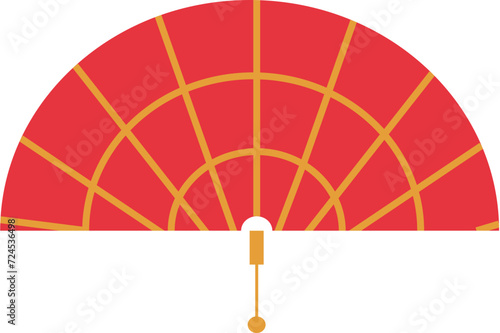 Red chinese fan element vector
