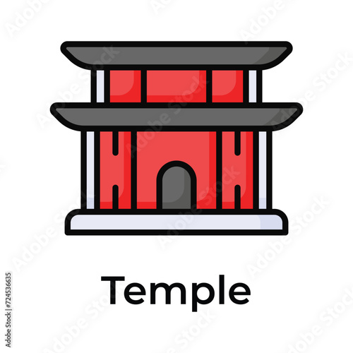 Chinese religious building vector design, chinese temple icon