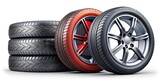 vector car wheel tires stacked on top of each other realistic composition at white background vector illustration