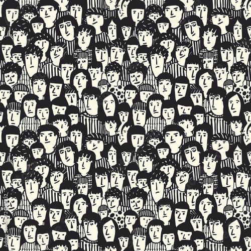 Group of people pattern naive hand drawn background  tile  seamless pattern