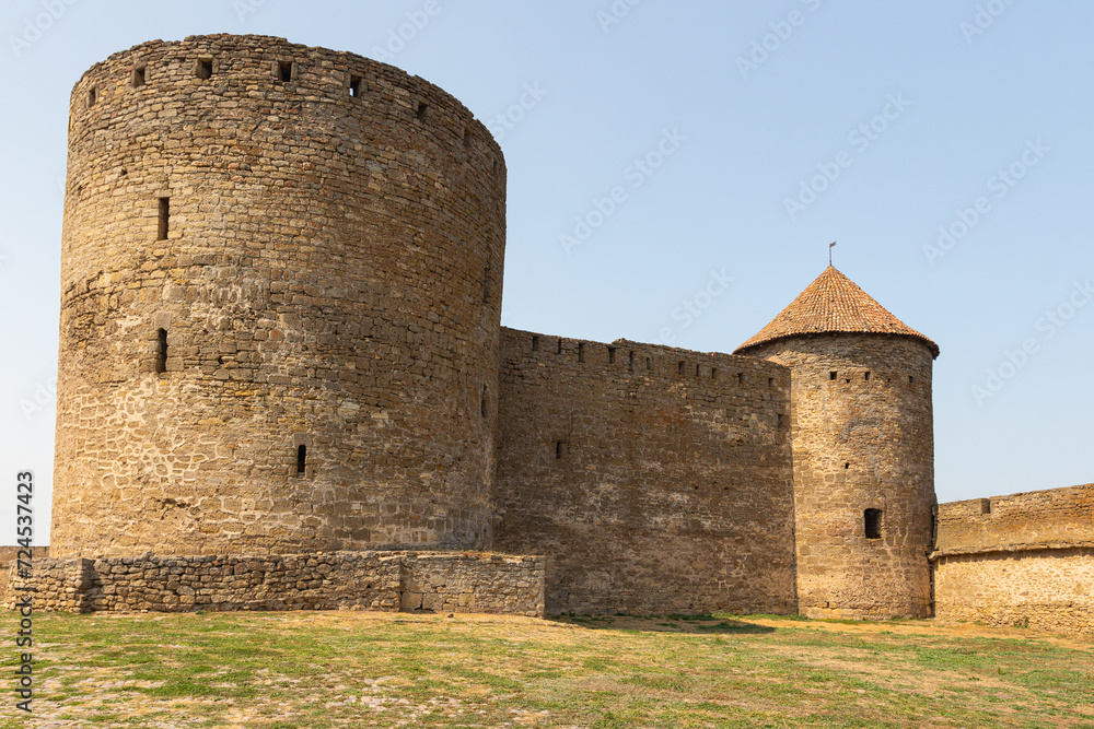 Defence tower of Bilhorod-Dnistrovskyi fortress or Akkerman fortress (also known as Kokot) is a historical and architectural monument of the 13th-14th centuries. Bilhorod-Dnistrovskyi. Ukraine Defence tower of Bilhorod-Dnistrovskyi fortress or Akkerman fortress (also known as Kokot) is a historical and architectural monument of the 13th-14th centuries. Bilhorod-Dnistrovskyi. Ukraine
