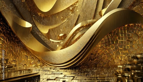 background of gold.a visually stunning digital scene featuring a stark gold background with a captivating metallic gleam. Strive for a balance between elegance and an industrial edge, conveying a sens