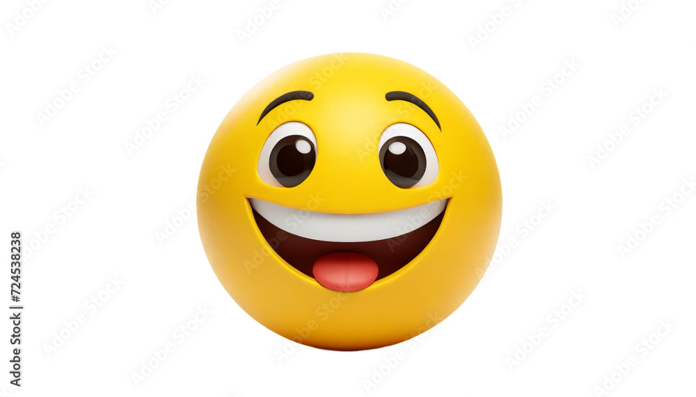 Fototapeta premium Smiling emoticon. Emoticon with happy face. 3d illustration. isolated on transparent background