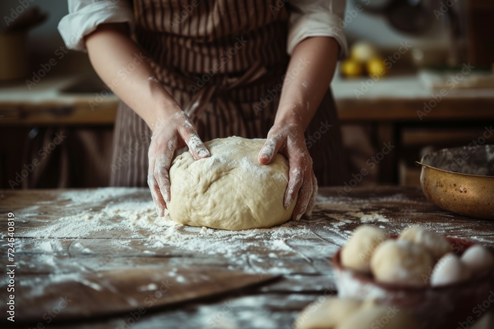 Woman Hands Prepare and Rest the Dough Before Putting the Dough into the Oven
