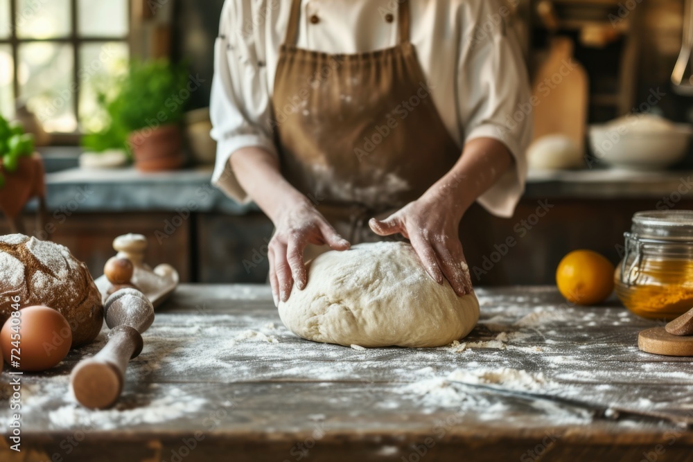Woman Hands Prepare and Rest the Dough Before Putting the Dough into the Oven Woman Hands Prepare and Rest the Dough Before Putting the Dough into the Oven