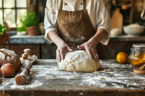 Woman Hands Prepare and Rest the Dough Before Putting the Dough into the Oven