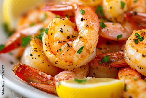 Close-up Tasty Prepared Shrimp on white background