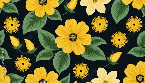 Yellow Floral Bouquet Seamless Pattern: A Vector Illustration Design © Eliane