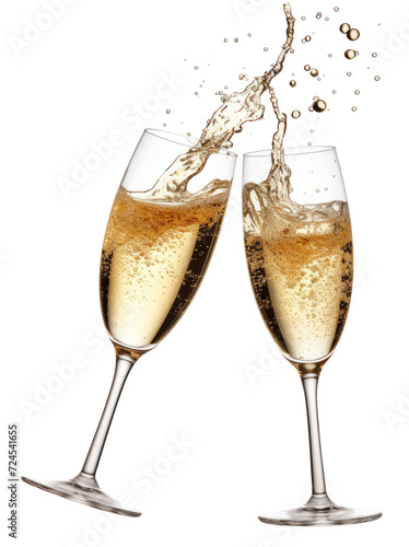 champagne cheers toasting isolated on white background photo