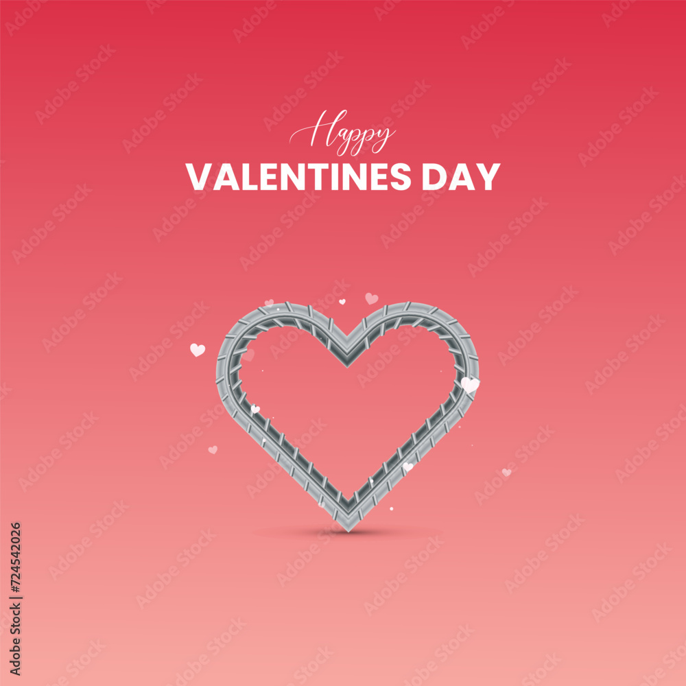 Happy Valentine day. Creative valentine day ads. Creative Design for banner, poster, 3D illustration.