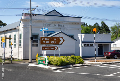 Opunake, surf highway sign, taranaki, new zealand, highway 45, crossroads,