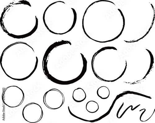 筆の曲線イラストセット（黒）