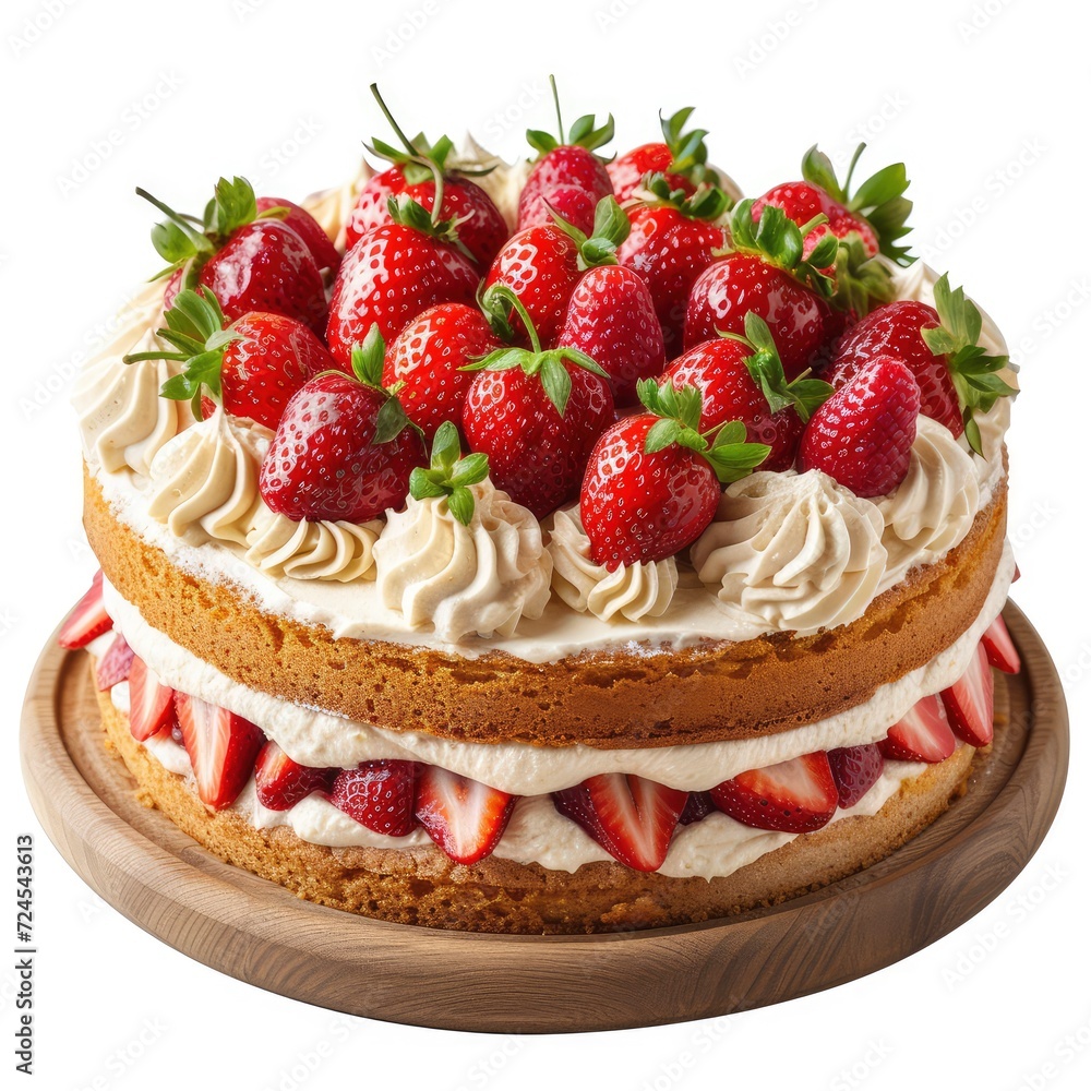 Cake Napoleon Strawberries On White Background, Illustrations Images Cake Napoleon Strawberries On White Background, Illustrations Images