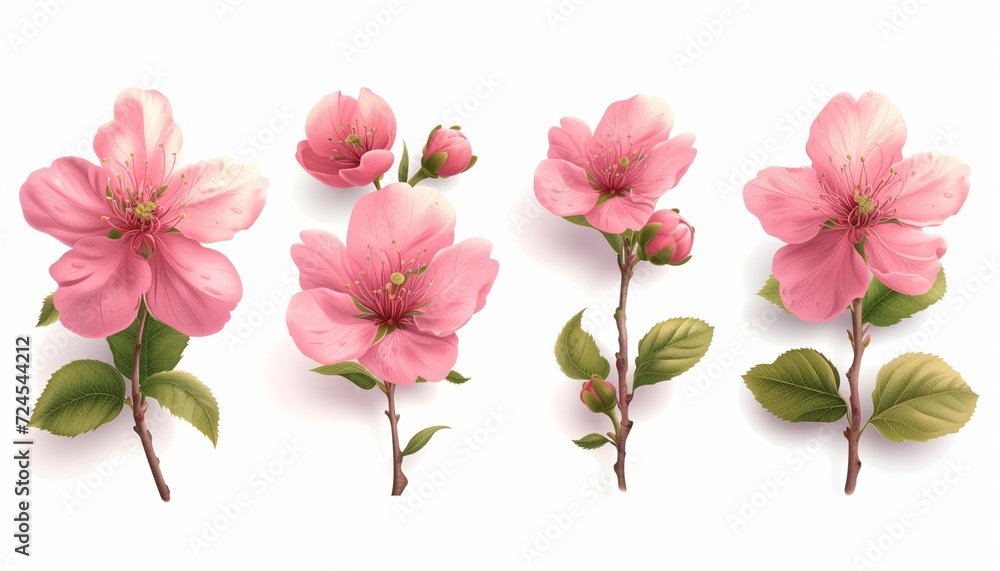 Obraz premium Spring sakura cherry blooming flowers bouquet, Design spring tree illustration