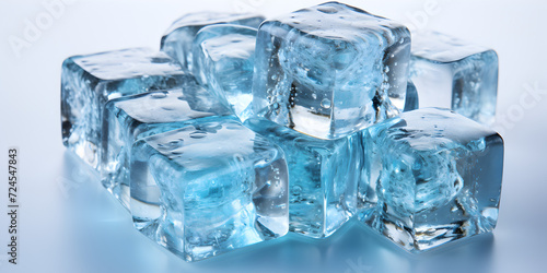 Ice cubes on water