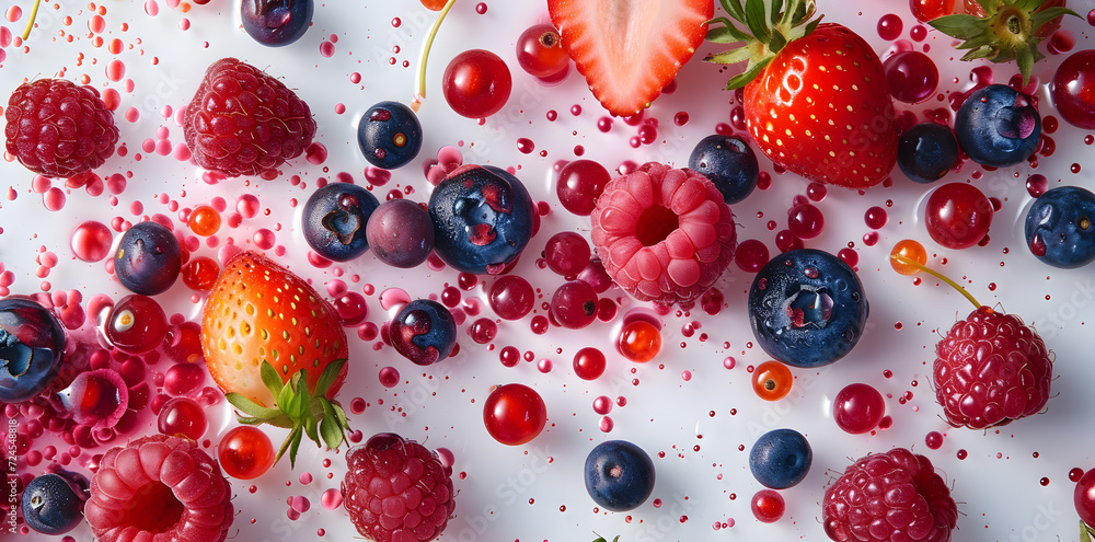 Wild berries mix, strawberry, raspberry, blueberry, blackberry isolated on white background Wild berries mix, strawberry, raspberry, blueberry, blackberry isolated on white background