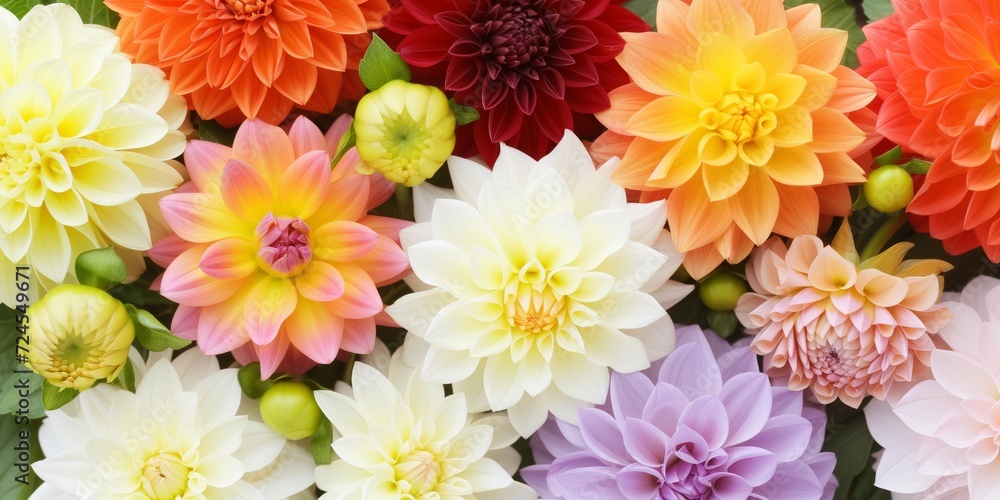 Colorful Dahlia flowers background