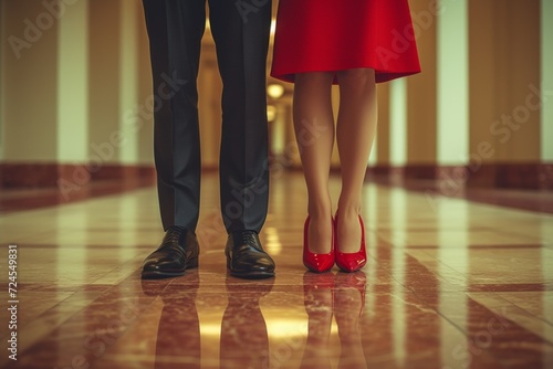 An elegant and loving pair of feet, showing connection and romance.