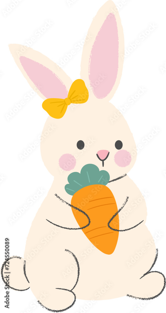 Obraz premium Cute rabbit with carrot illustration vector