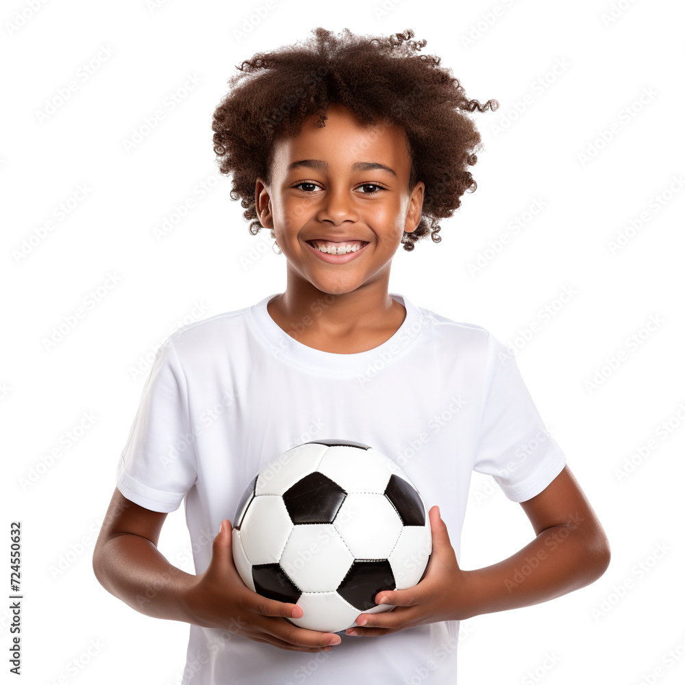 Happy young African American football (soccer) player, cut out Happy young African American football (soccer) player, cut out