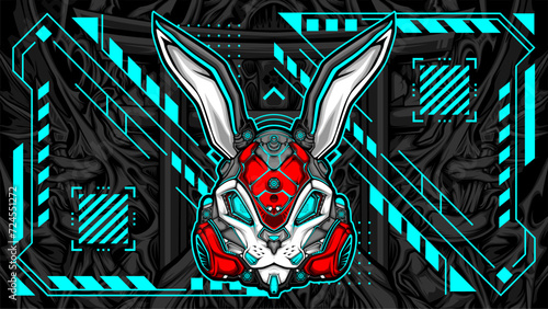 robotic cyberpunk rabbit mask vector illustration for your print
