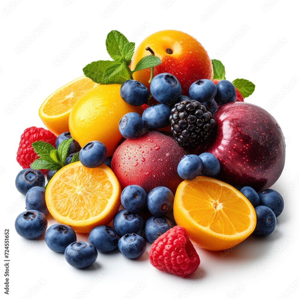Beautiful Juicy Fruits On White Background, Illustrations Images Beautiful Juicy Fruits On White Background, Illustrations Images
