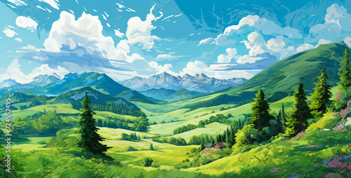 a beautiful sunny summer day with green mountains © Your_Demon