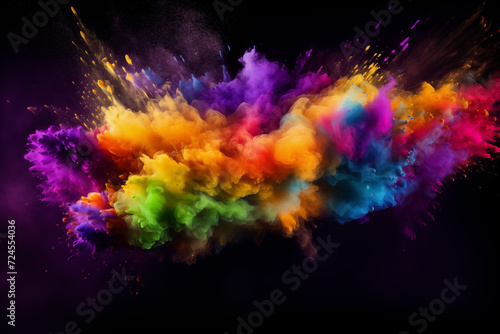  Colored Powder Burst in Purple  Green  and Gold Mardi Gras Color Explosion