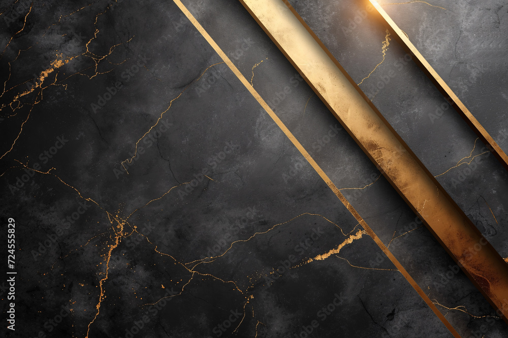 Black marble texture with gold diagonal lines and cracks