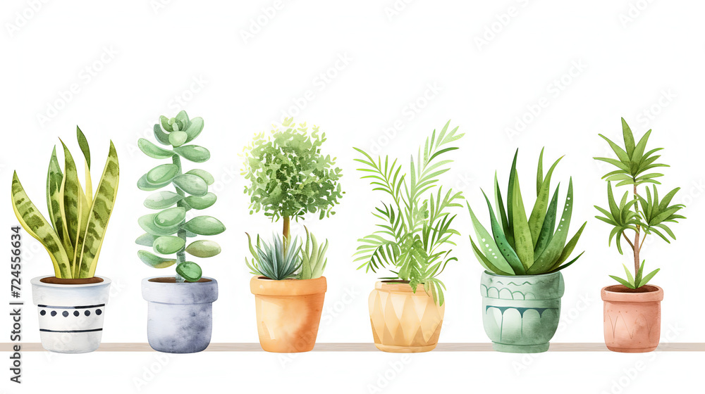small home plants vector on white background