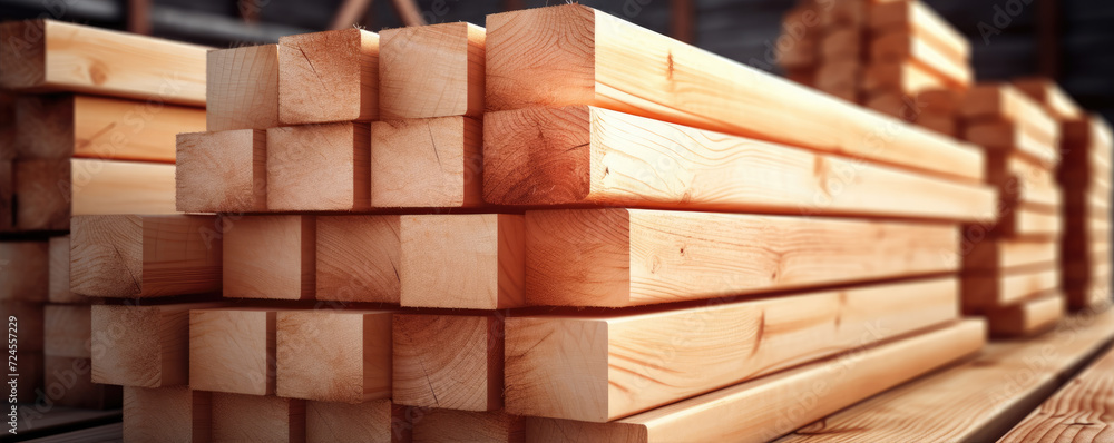 Pile of wooden boards cut in timer side view. Pile of wooden boards cut in timer side view.