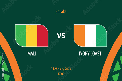 Mali vs Ivory Coast scoreboard broadcast template for soccer africa 2023